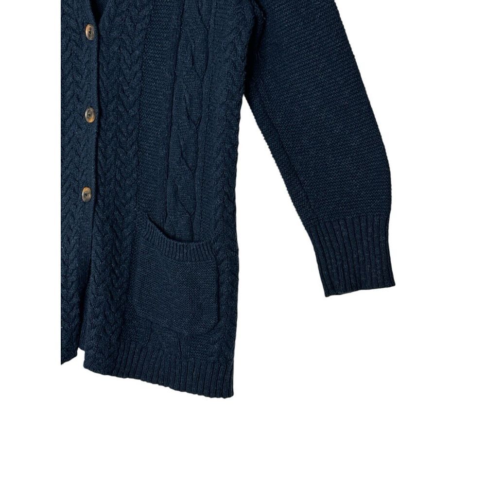 J Jill Cardigan Sweater Women Medium Navy Brown Buttons Weight Pockets‎ Academia - Picture 7 of 9